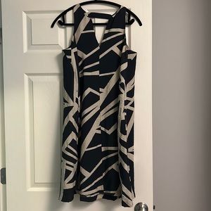 Navy& tan trapeze dress from Banana Republic